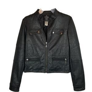 Carmin FAUX LEATHER BLACK JACKET. VERY NICE FAUX LEATHER JACKET. SIZE L.
